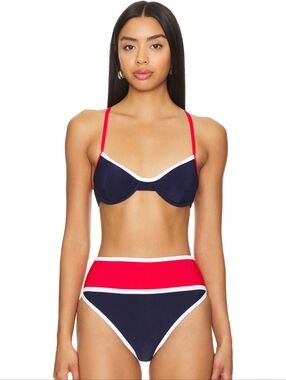 NWT Beach Riot Kori Colorblock Bikini Top in Americana ❤️🤍💙